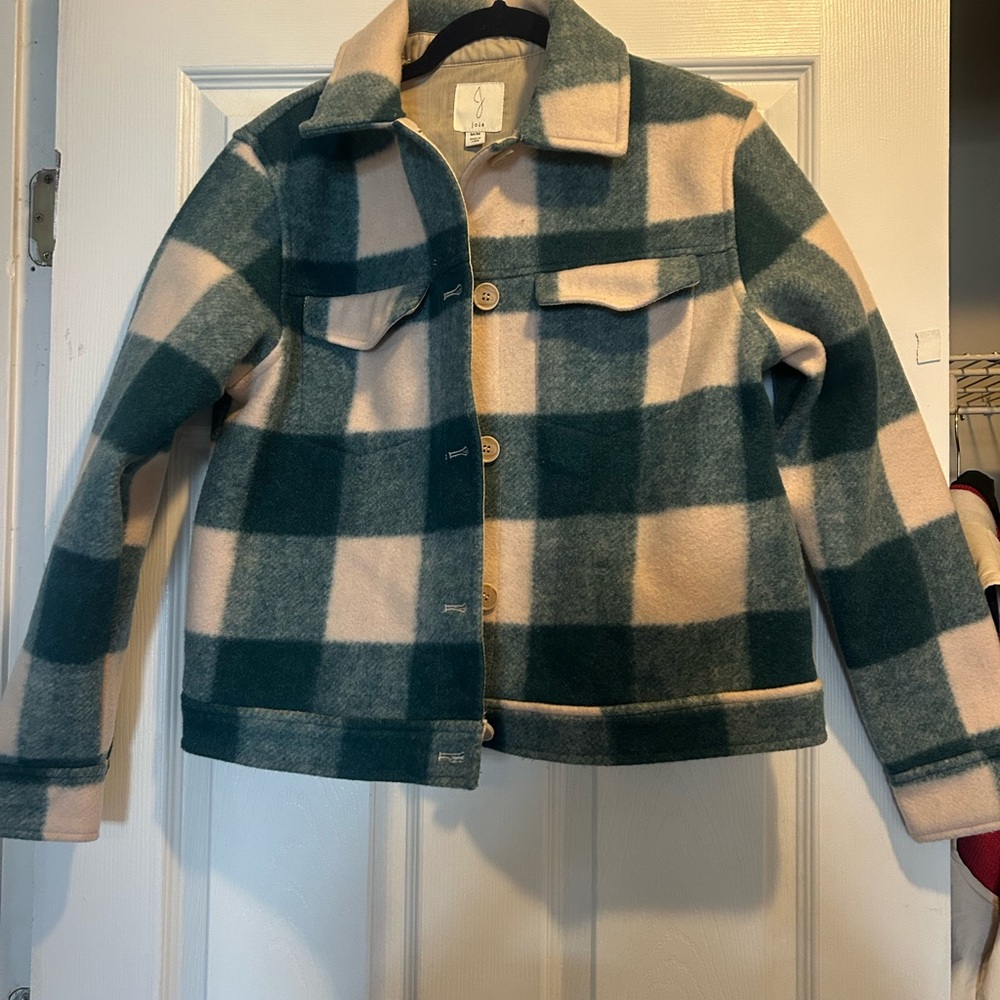 Plaid Jacket in Green and Cream